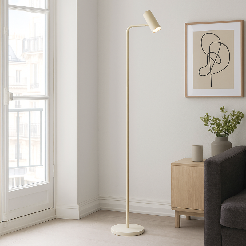 Moderná stojaca lampa béžová, Carlos, s vypínačom