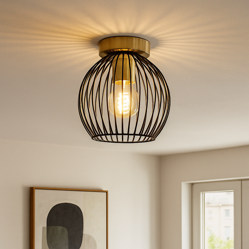 Industriálna stropná lampa zlatá, Wiro