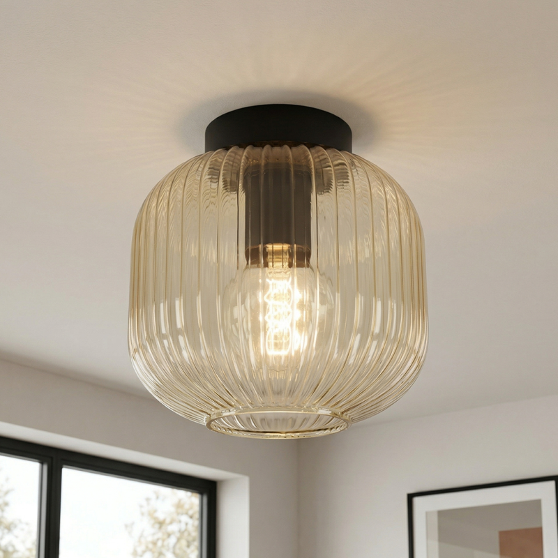 Retro stropné svietidlo jantárové, Charlois