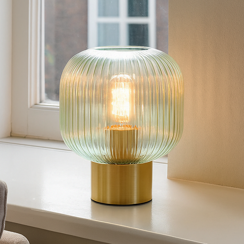 Dizajnová stolová lampa zelená, Charlois, s vypínačom
