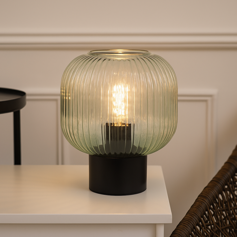Dizajnová stolová lampa zelená, Charlois, s vypínačom