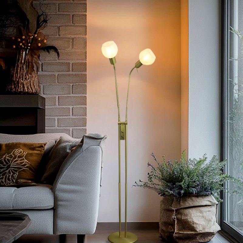 Dizajnová stojaca lampa biela, Ayleen, s vypínačom