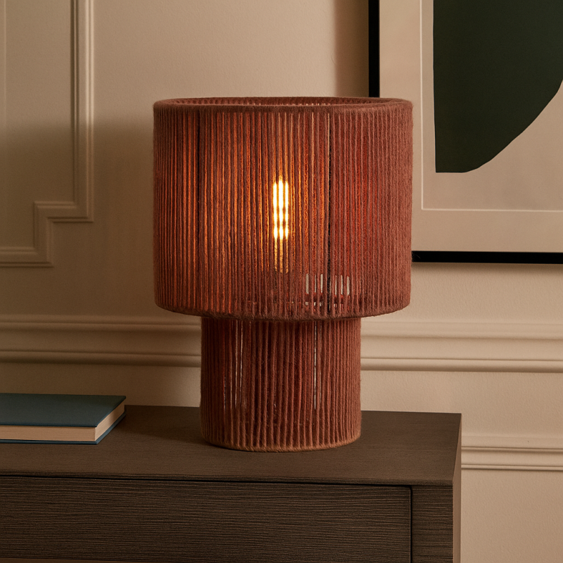 Japandi stolová lampa červená, Sanny, s vypínačom