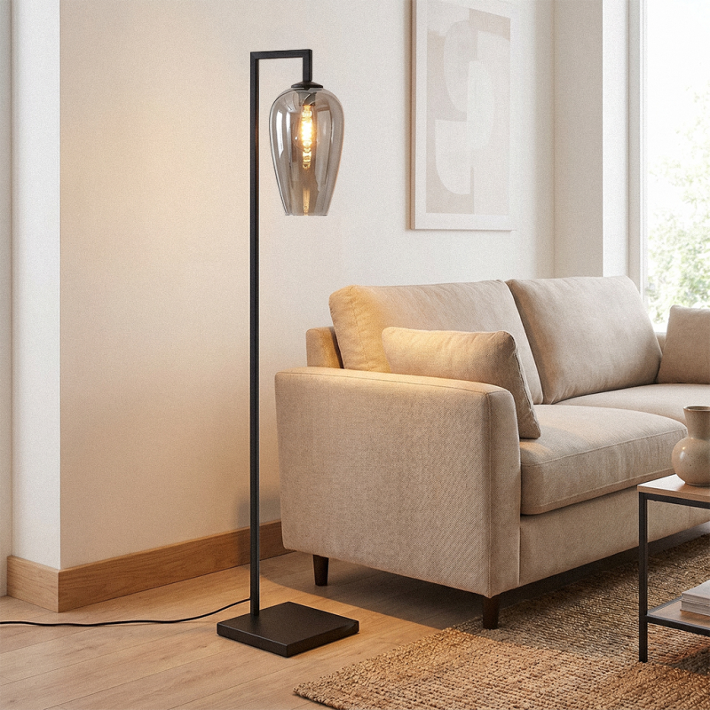 Dizajnová stojaca lampa sivá, Andy, s vypínačom Dizajnová stojaca lampa sivá, Andy, s vypínačom