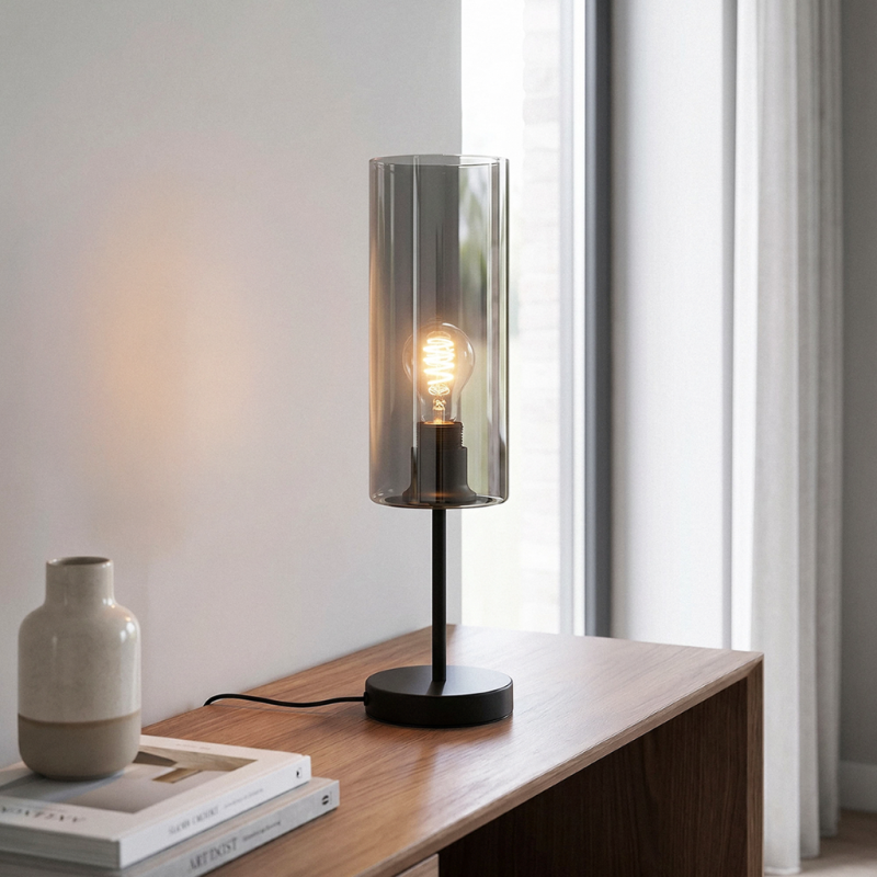 Moderná stolová lampa sivá, Gaya, s vypínačom Moderná stolová lampa sivá, Gaya, s vypínačom