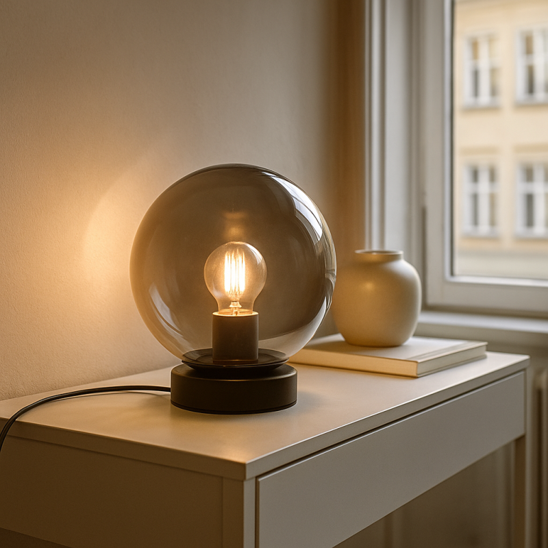 Moderná stolová lampa sivá, Dolf, s vypínačom