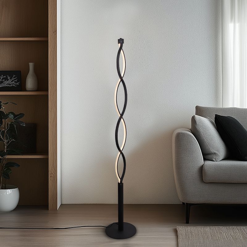 Dizajnová stojaca lampa čierna, Kuno, 36 W, LED 3000 K, s 3-stupňovým stmievačom