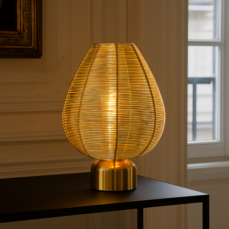 Moderná stolová lampa mosadzná, Lesly, s vypínačom Moderná stolová lampa mosadzná, Lesly, s vypínačom