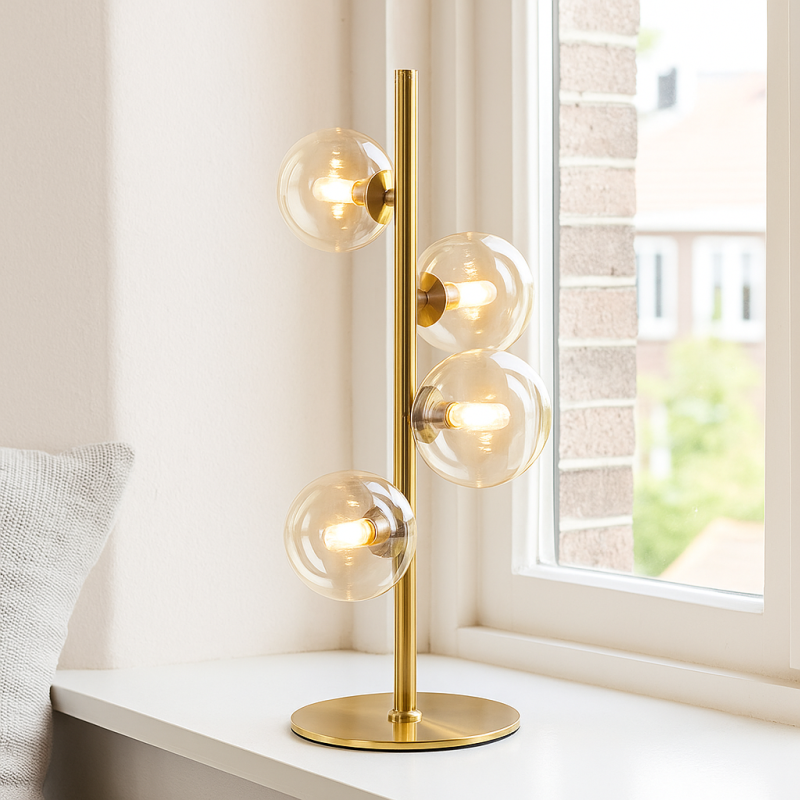 Dizajnová stolová lampa mosadzná, Remo, s vypínačom Dizajnová stolová lampa mosadzná, Remo, s vypínačom