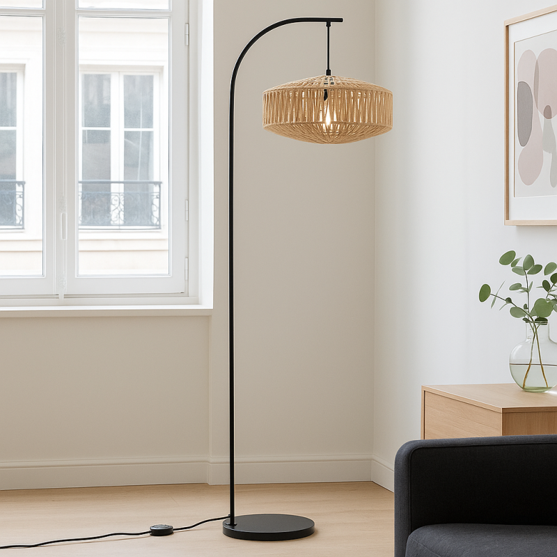 Japandi stojaca lampa hnedá, Selena, s vypínačom Japandi stojaca lampa hnedá, Selena, s vypínačom