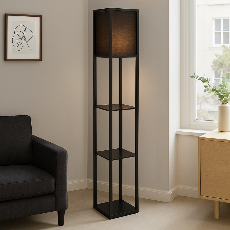 Moderná stojaca lampa čierna, Izabel, s vypínačom