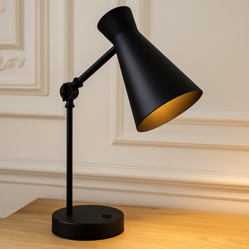 Moderná stolová lampa čierna, Steve, s vypínačom