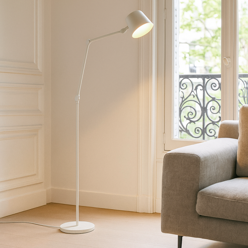 Moderná stojaca lampa biela, Rinke, s vypínačom Moderná stojaca lampa biela, Rinke, s vypínačom