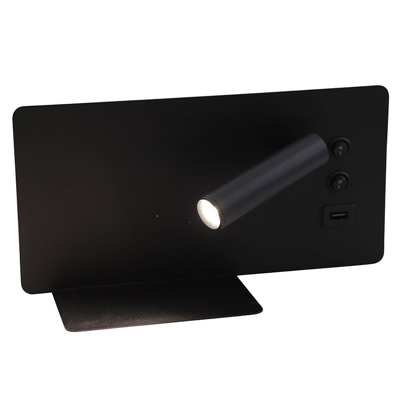 Moderné nástenné svietidlo čierne, Stanley, 10 W, LED 4000 K, s vypínačom