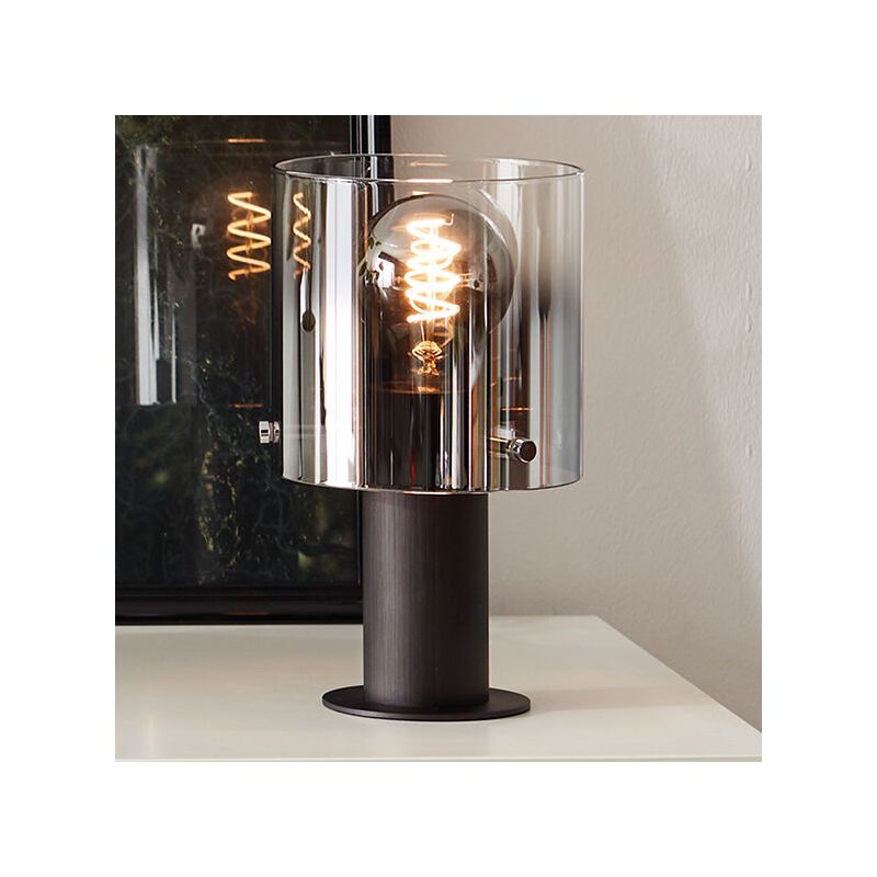 Dizajnová stolová lampa hnedá, Nour, s vypínačom