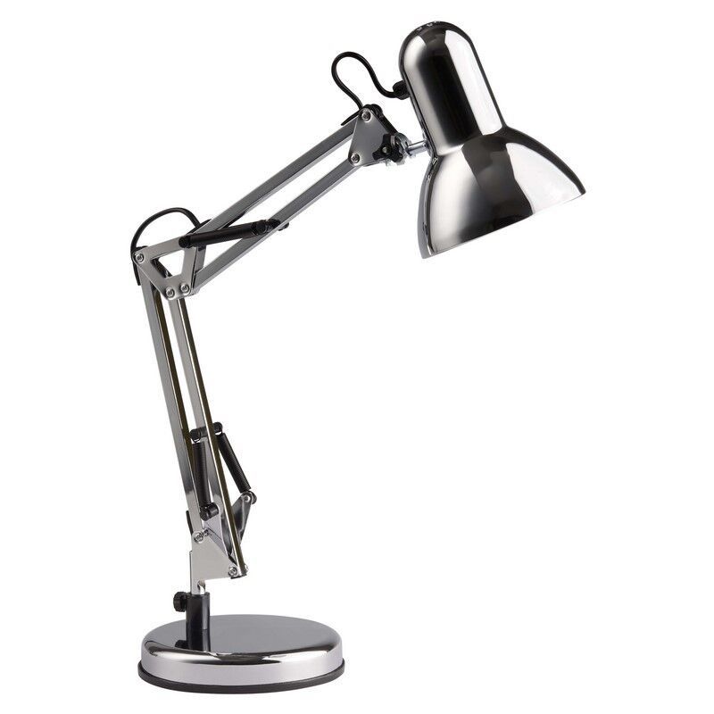 Industriálna lampa na písací stôl chrómová, Naline, s vypínačom