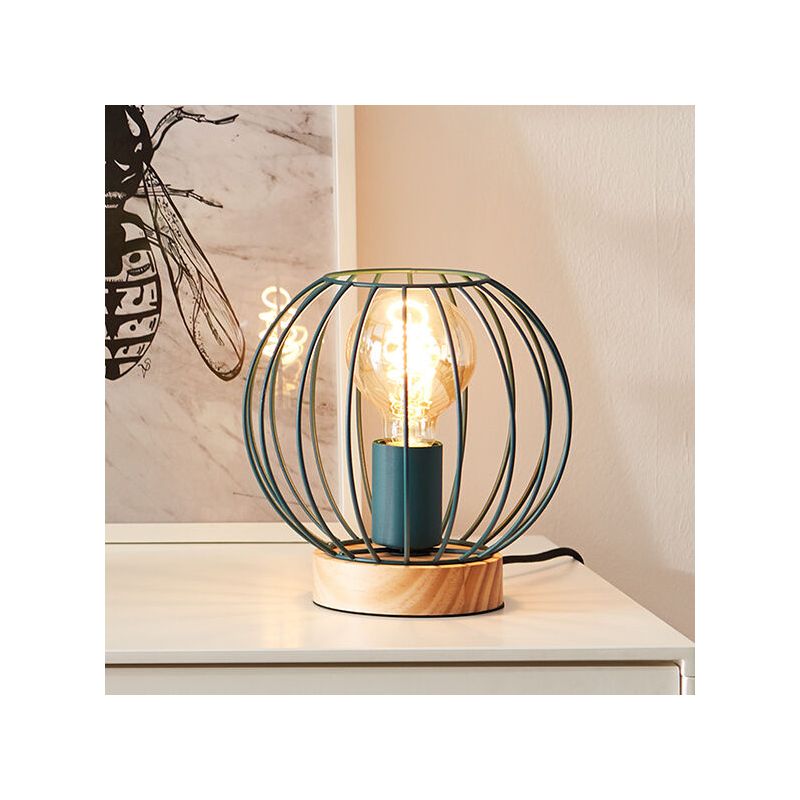 Industriálna stolová lampa modrá, Donato, s vypínačom Industriálna stolová lampa modrá, Donato, s vypínačom