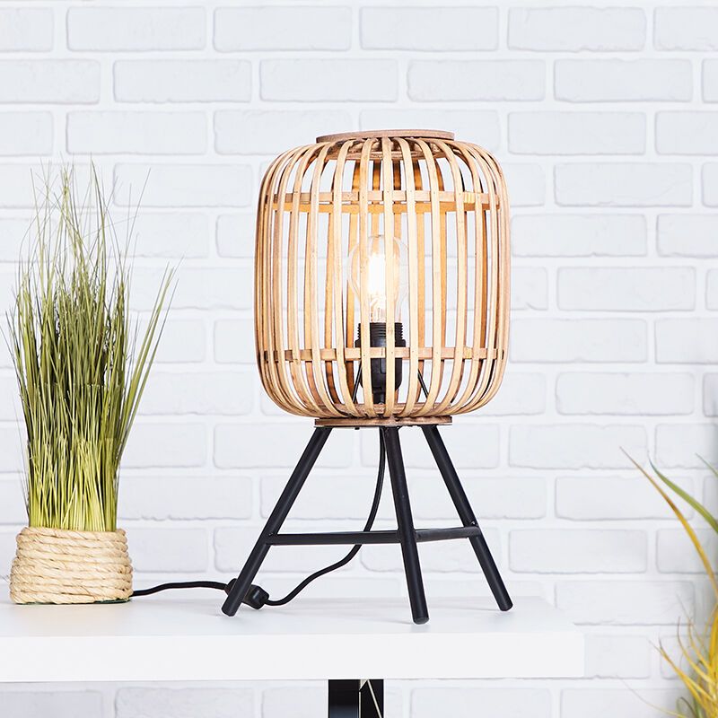 Industriálna stolová lampa hnedá, Brain, s vypínačom