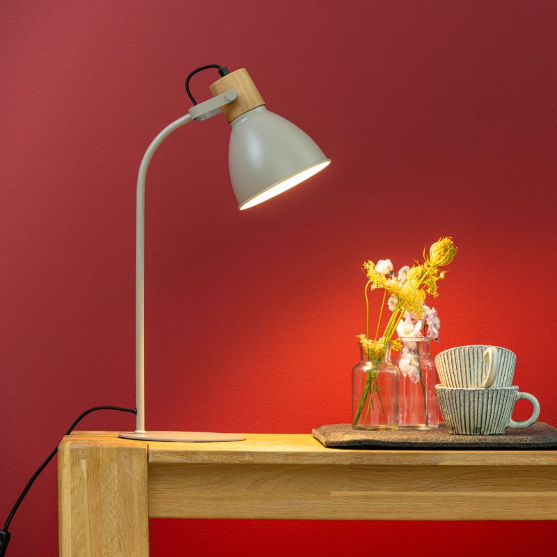 Rustikálna stolová lampa taupeová, Thalina, s vypínačom Rustikálna stolová lampa taupeová, Thalina, s vypínačom