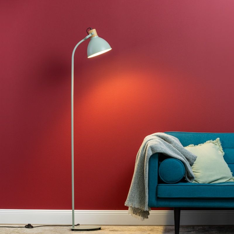 Rustikálna stojaca lampa zelená, Thalina, s vypínačom