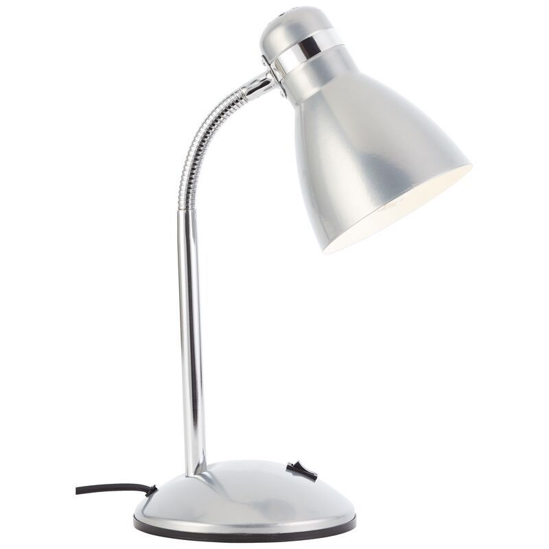 Plastová lampa na písací stôl strieborná, Santana, s vypínačom