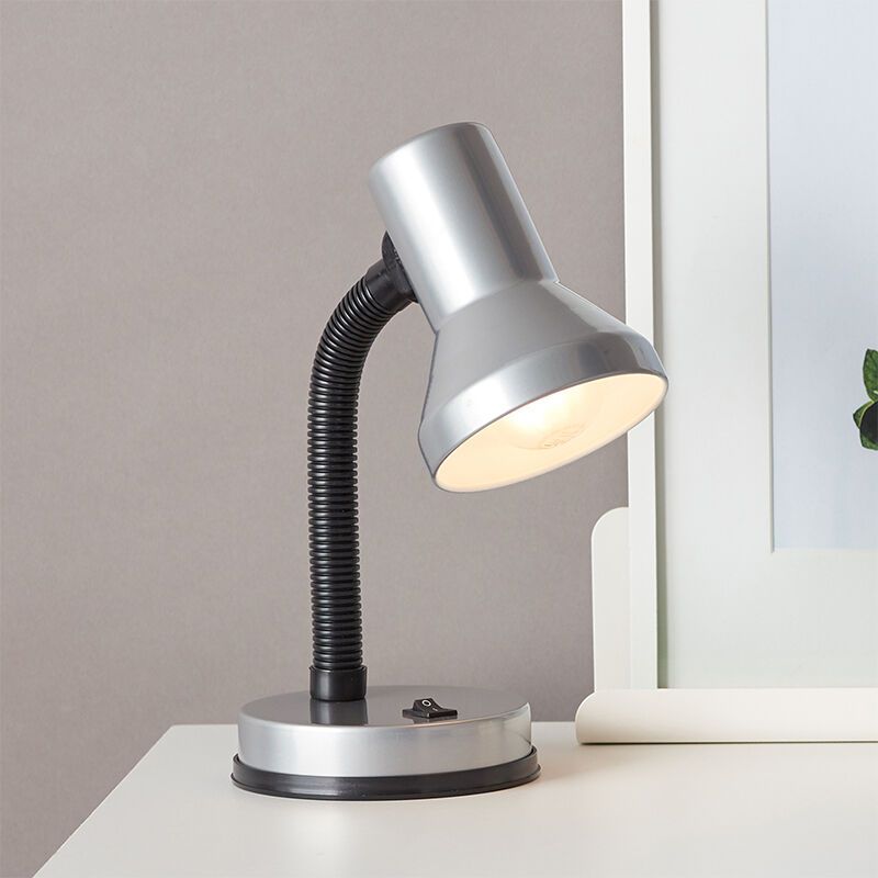 Plastová lampa na písací stôl sivá, Loet, s vypínačom