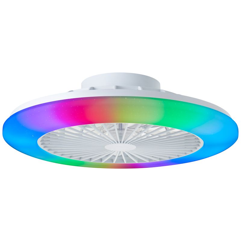 Moderný stropný ventilátor biely, Sofieke, 40W, RGBW LED, s diaľkovým ovládaním