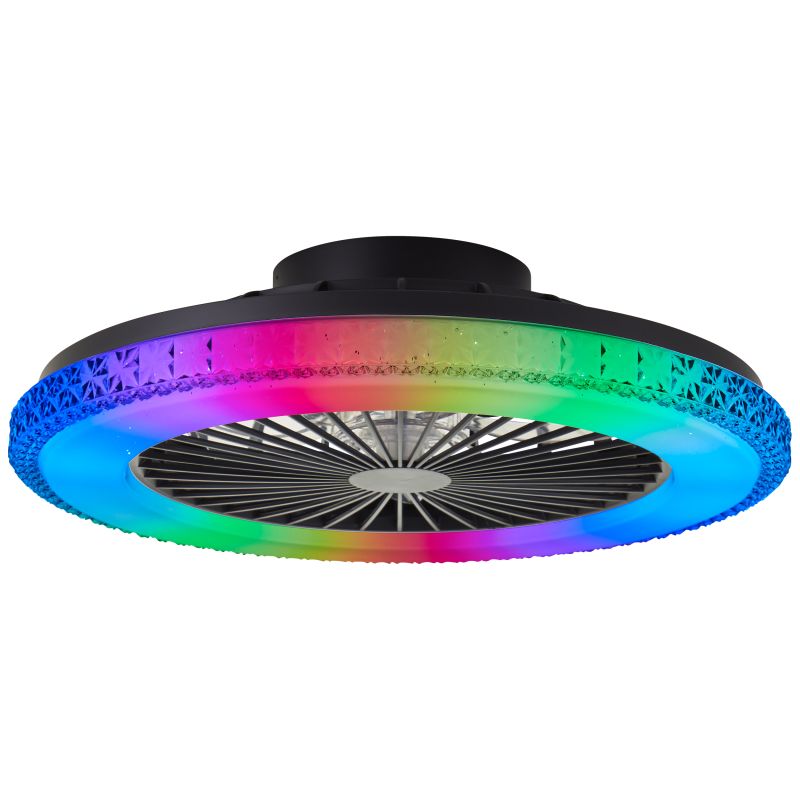 Moderný stropný ventilátor čierny, Baki, 40W, RGBW LED, s diaľkovým ovládaním Moderný stropný ventilátor čierny, Baki, 40W, RGBW LED, s diaľkovým ovládaním