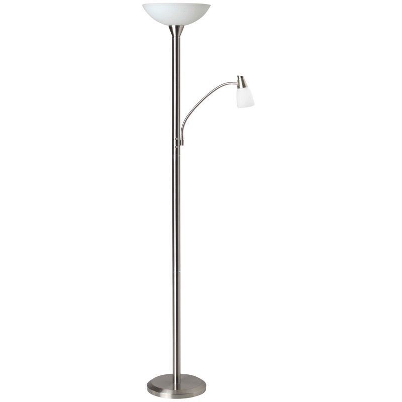 Moderná stojaca lampa na čítanie chrómová, Bernd, s vypínačom