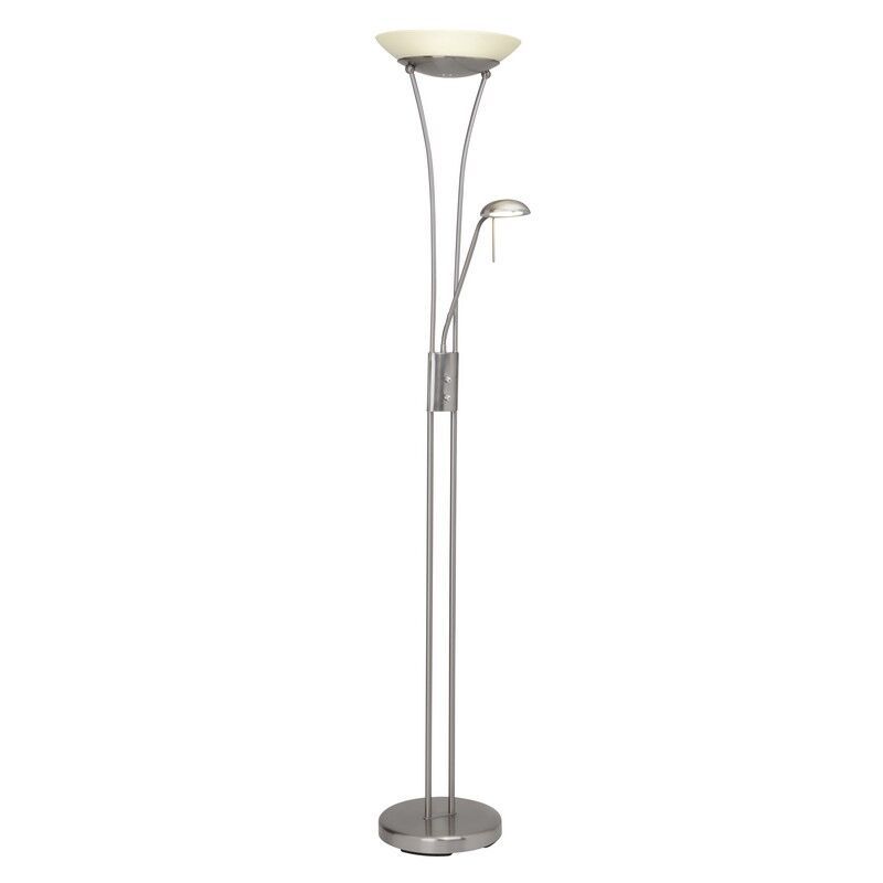 Sklenená stojaca lampa na čítanie chrómová, Ivan, 18 W, LED 3000 K, s vypínačom