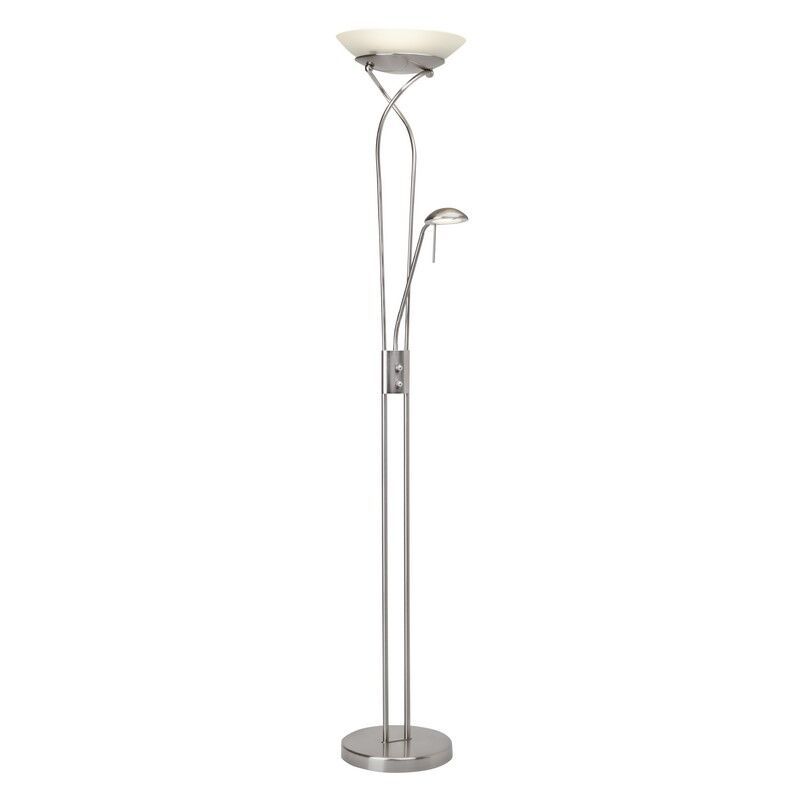 Moderná stojaca lampa na čítanie chrómová, Joann, 18 W, LED 3000 K, s vypínačom