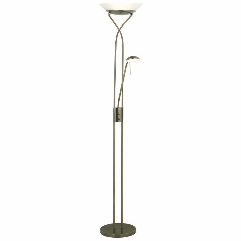 Moderná stojaca lampa na čítanie mosadzná, Joann, 18 W, LED 3000 K, s vypínačom