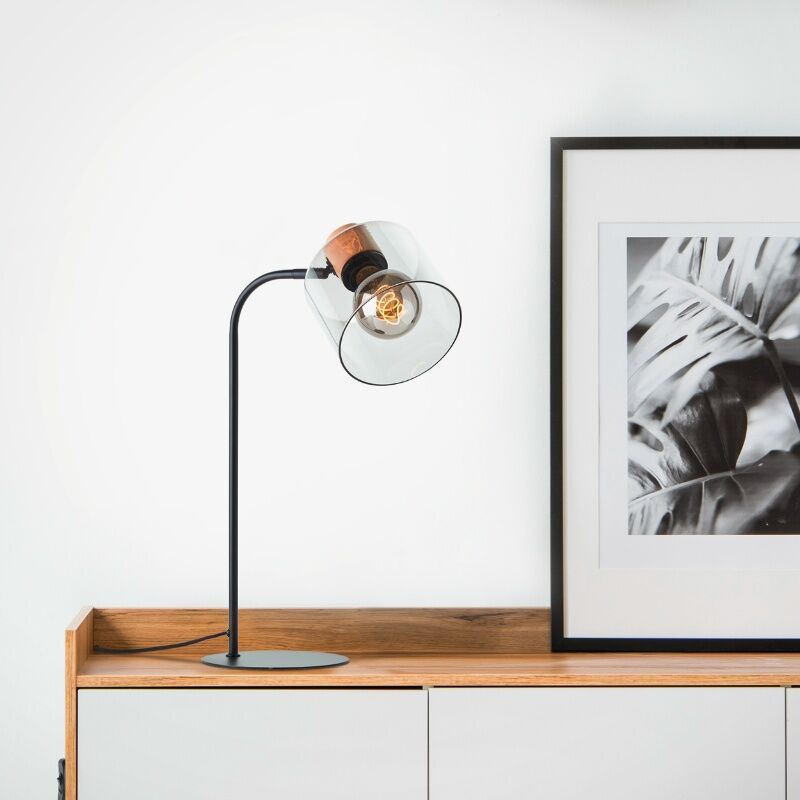 Moderná stolová lampa sivá, Serkan, s vypínačom