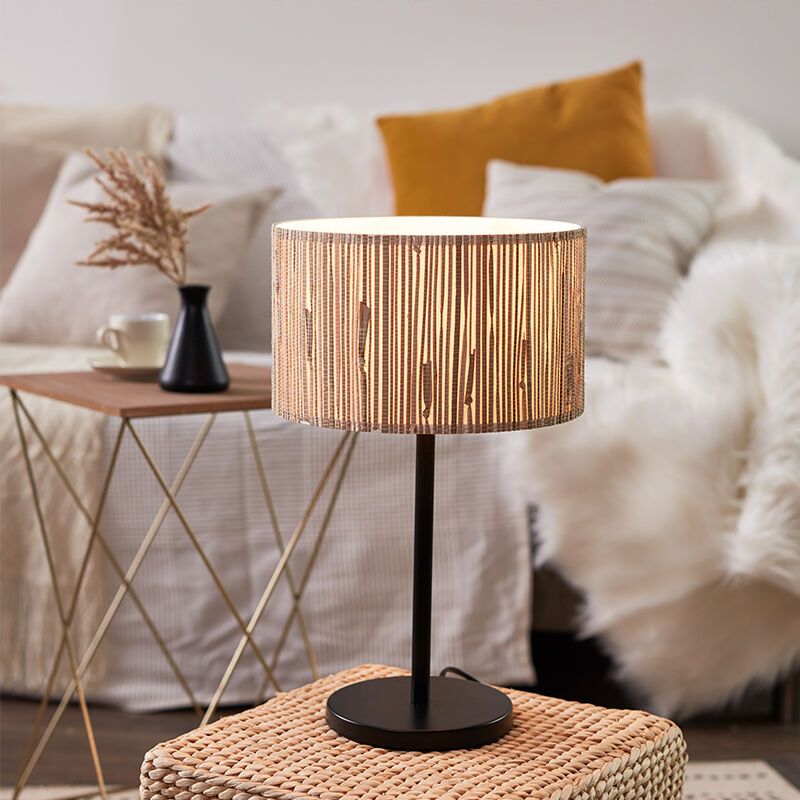 Rustikálna stolová lampa béžová, Wenda, s vypínačom