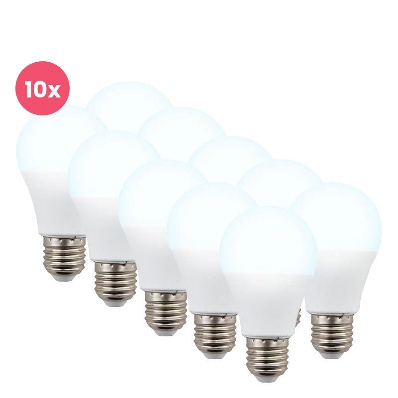 Balenie 10 ks Lagiba E27 LED žiarovky Bradley, A60, 7W, 6500K