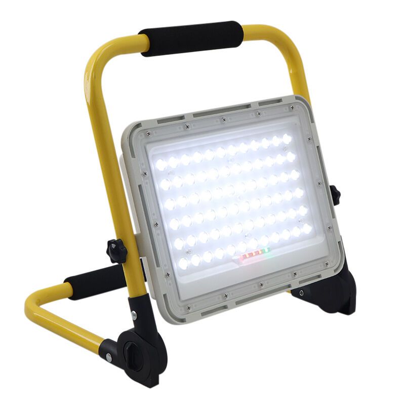 Žlté nabíjateľné pracovné svetlo z hliníka, Hilmi, 100 W, 6500 K LED, IP44, s vypínačom Žlté nabíjateľné pracovné svetlo z hliníka, Hilmi, 100 W, 6500 K LED, IP44, s vypínačom