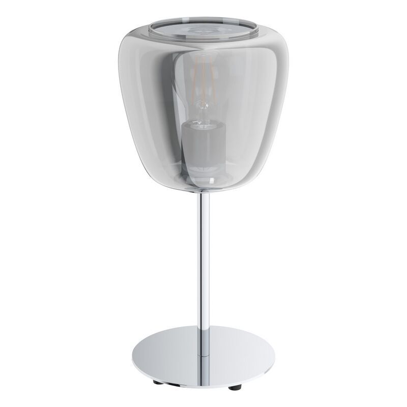 Oceľová moderná stolová lampa chrómová, Gauke, s vypínačom