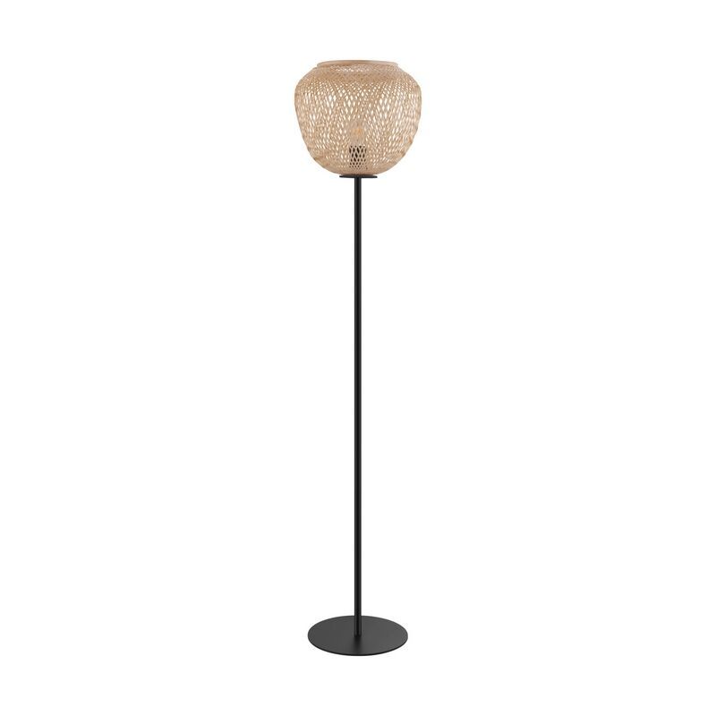 Drevená rustikálna stojaca lampa čierna, Nicole, s vypínačom Drevená rustikálna stojaca lampa čierna, Nicole, s vypínačom