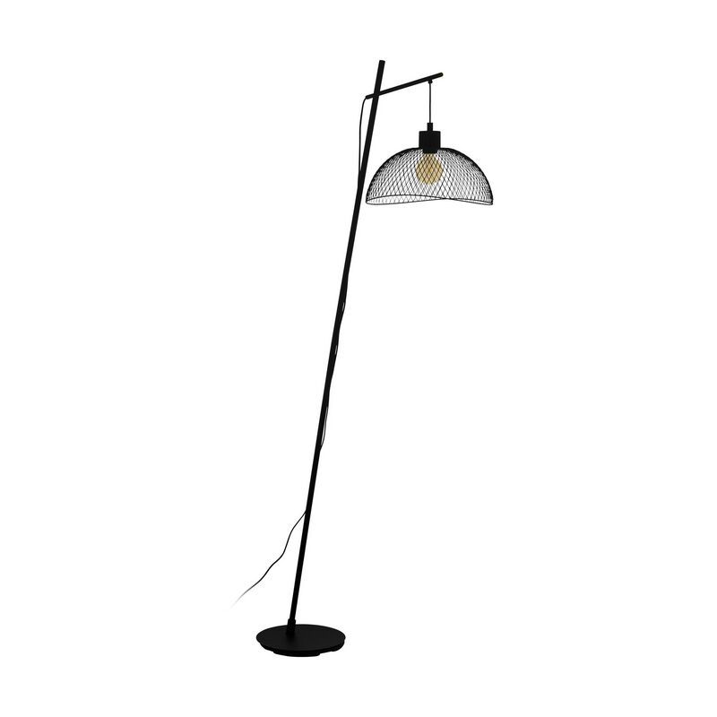 Oceľová industriálna stojaca lampa čierna, Ritish, s vypínačom