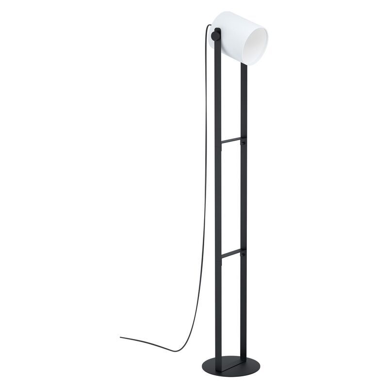 Drevená moderná stojaca lampa čierna, Kaspar, s vypínačom Drevená moderná stojaca lampa čierna, Kaspar, s vypínačom