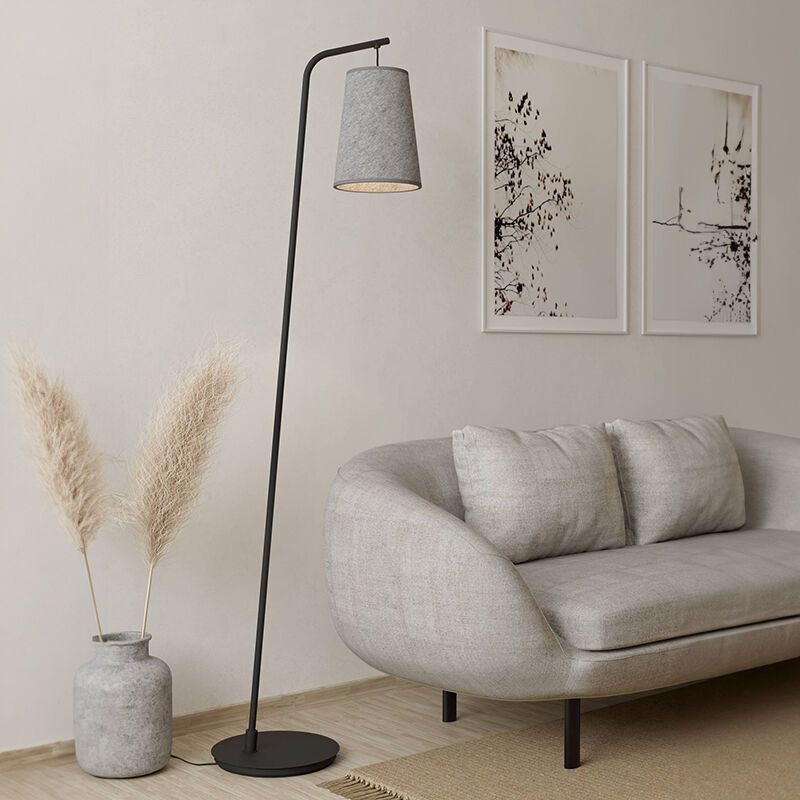 Textílná stojaca lampa sivá, Allan, s vypínačom Textílná stojaca lampa sivá, Allan, s vypínačom