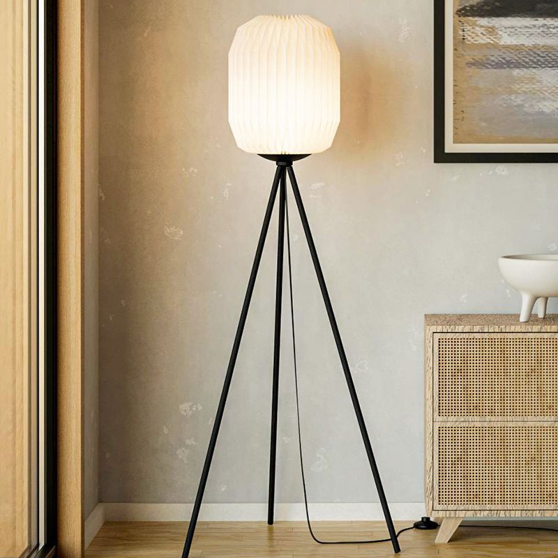 Papierová stojaca lampa biela, Kars, s vypínačom