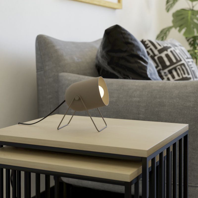 Oceľová vintage stolová lampa hnedá, Tjitte, s vypínačom