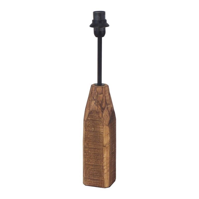 Drevená rustikálna stolová lampa bez tienidla hnedá, Noah, s vypínačom