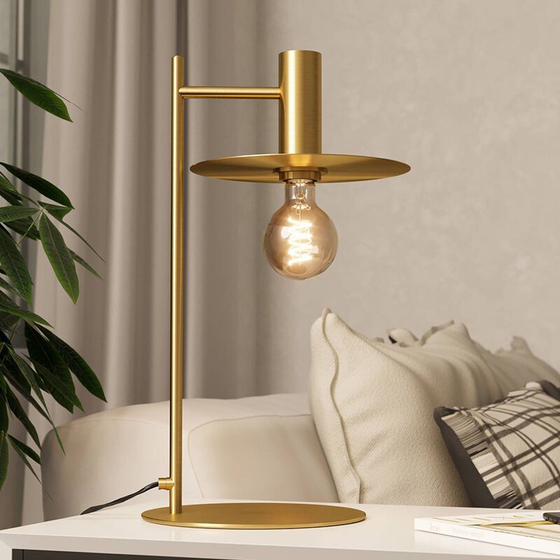 Oceľová moderná stolová lampa mosadzná, Elana, s vypínačom Oceľová moderná stolová lampa mosadzná, Elana, s vypínačom