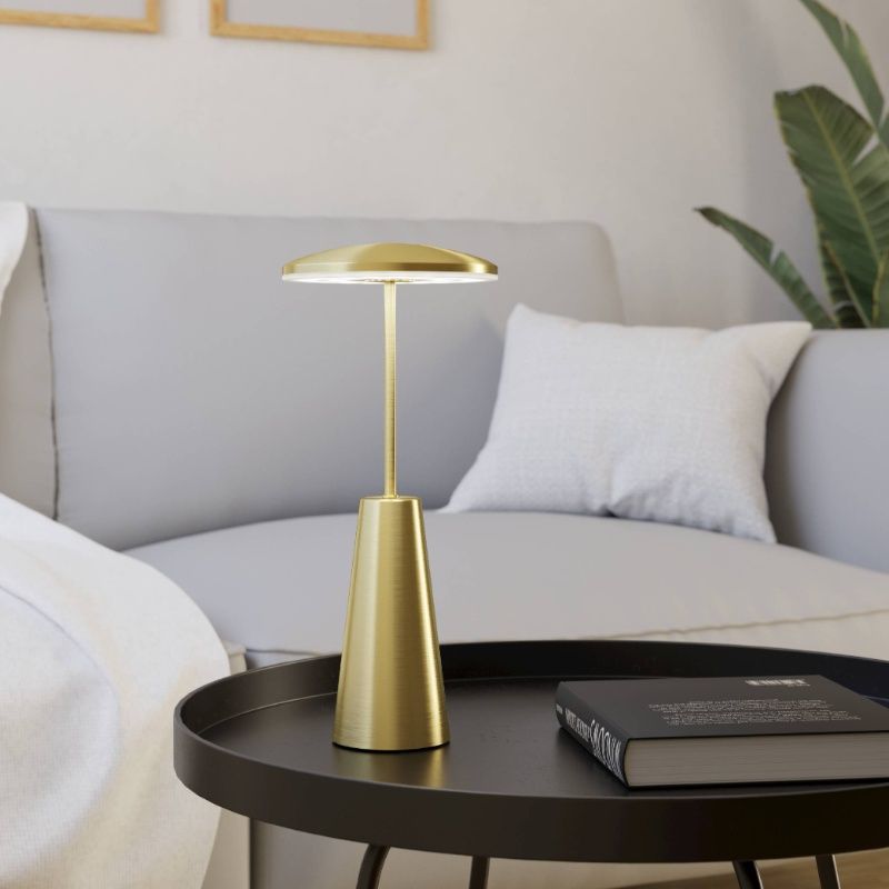 Oceľová moderná stolová lampa zlatá, Ishika, 2,8 W, LED white switch, IP54, s dotykovým stmievačom