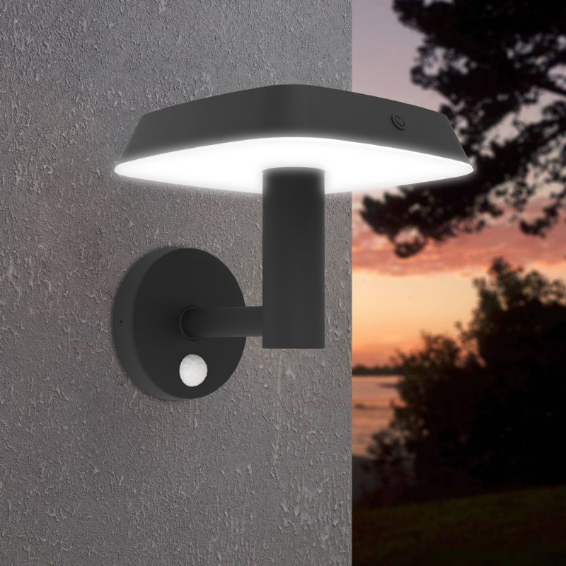 Plastové solárne vonkajšie nástenné svietidlo čierne, Ingemar, 8,5 W, LED 3000 K, IP65
