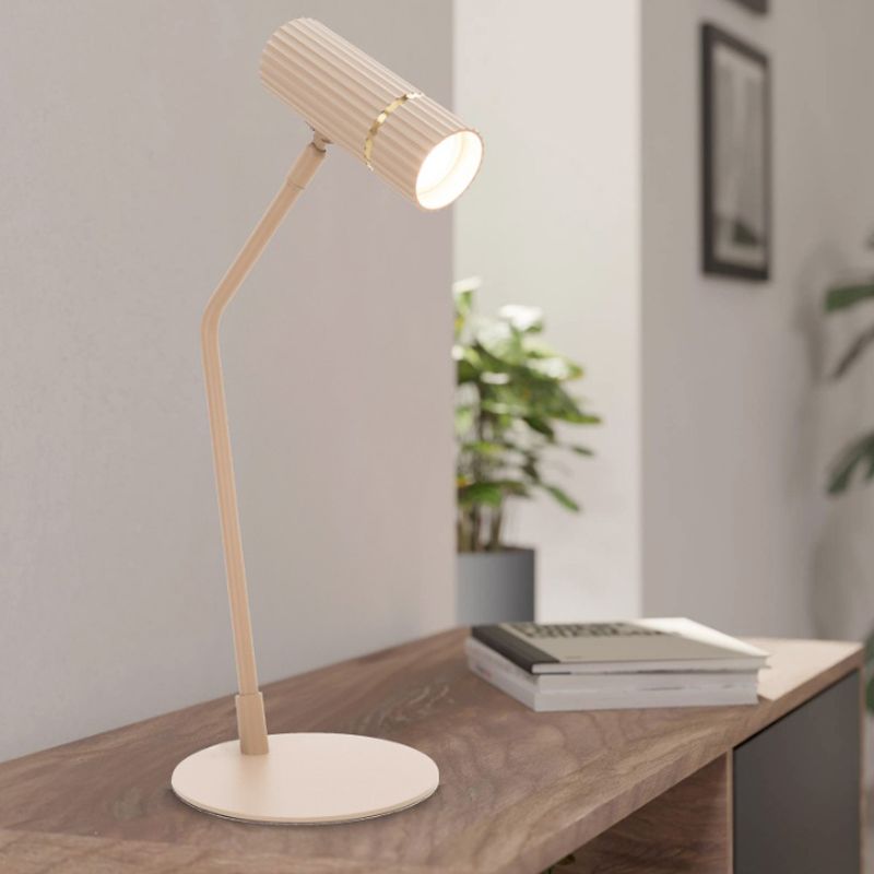 Oceľová moderná lampa na písací stôl béžová, Vahid, s vypínačom