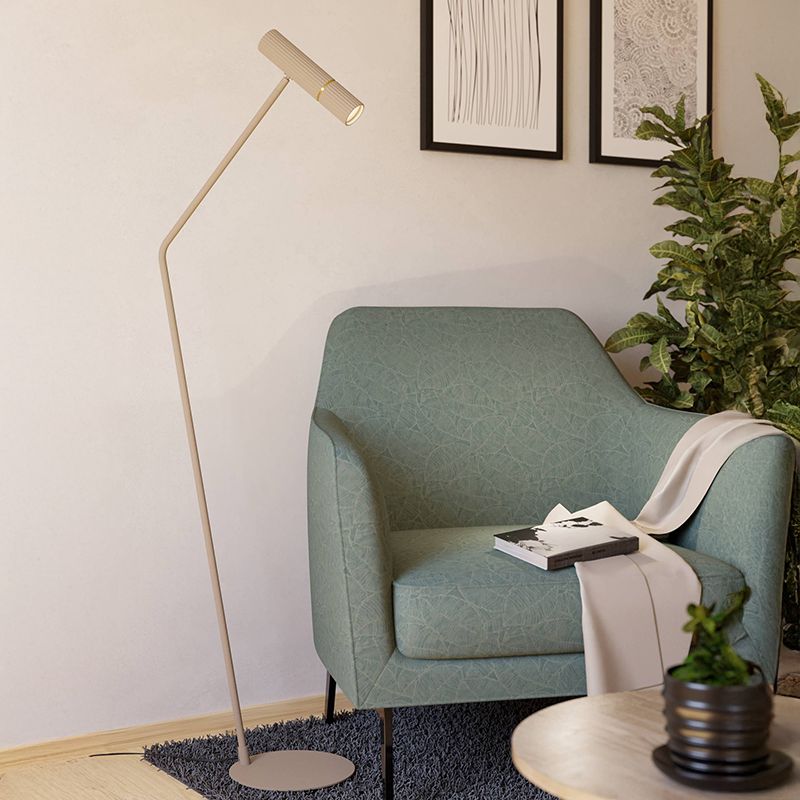 Oceľová moderná stojaca lampa béžová, Vahid, s vypínačom Oceľová moderná stojaca lampa béžová, Vahid, s vypínačom