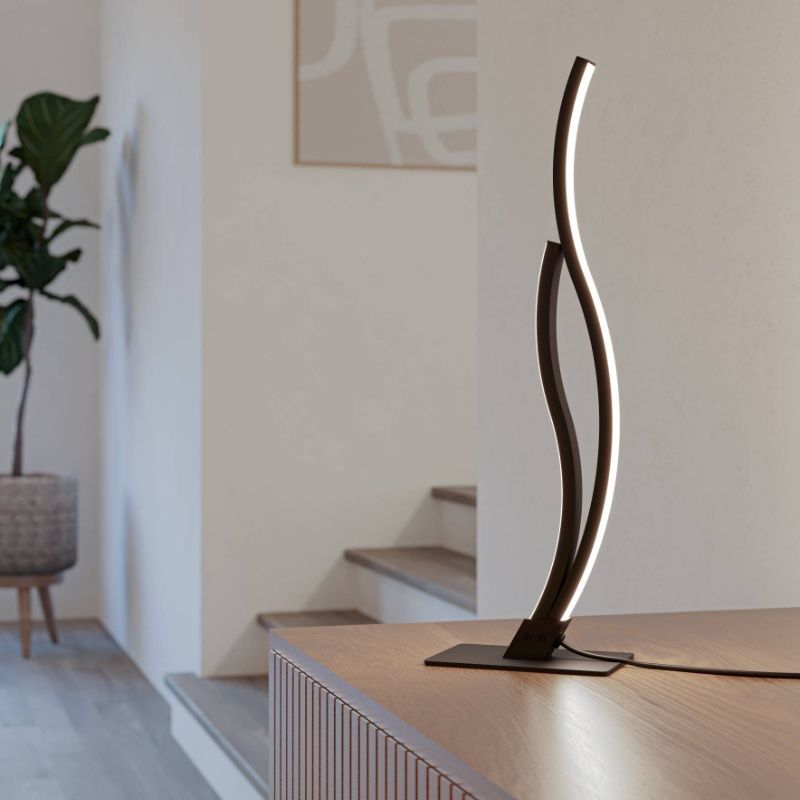 Oceľová dizajnová stolová lampa čierna, Tevin, 12 W, LED 4000 K, s vypínačom